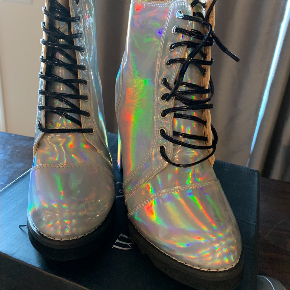 Iridescent Silver Boots